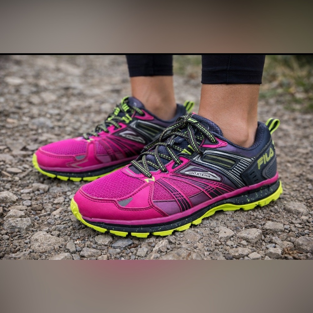 Fila memory TKO TT 4.0 ombré Pink Yellow Athletic Shoes trail running Womens 11